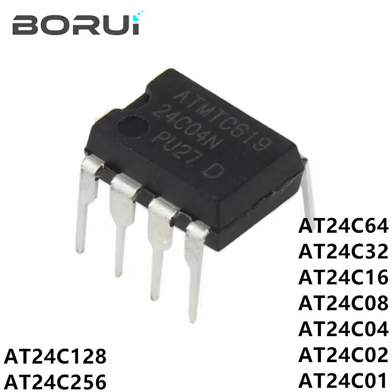 10pcs At24c256 Dip-8 24c256 At24c256n Dip At24c01 At24c02 At24c04 ...