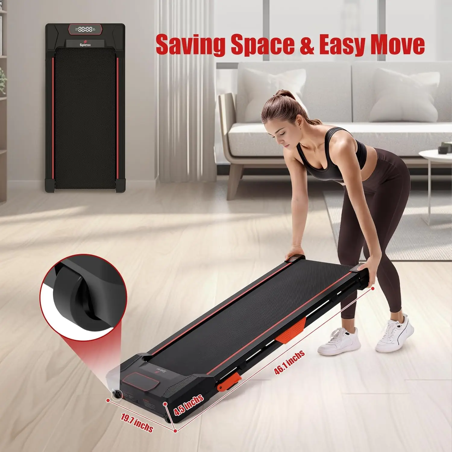 Home,340 Lbs Capacity,3 in 1 Portable Treadmill