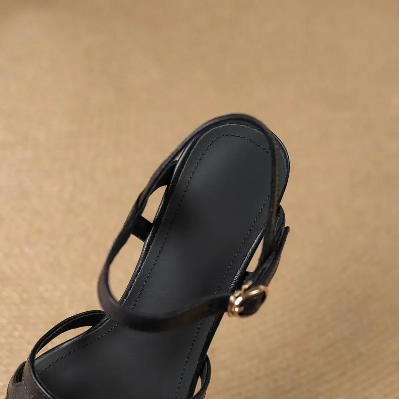 MORAZORA Size 34-42 New Genuine Leather Sandals Women Shoes Chunky High Heels Sandals Summer Office Dress Shoes