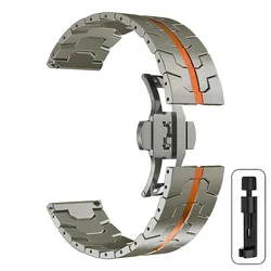 Premium Metal Business Bracelet Watchband, 20mm/22mm Strap for Watch GT 4 46mm (Titanium Orange)