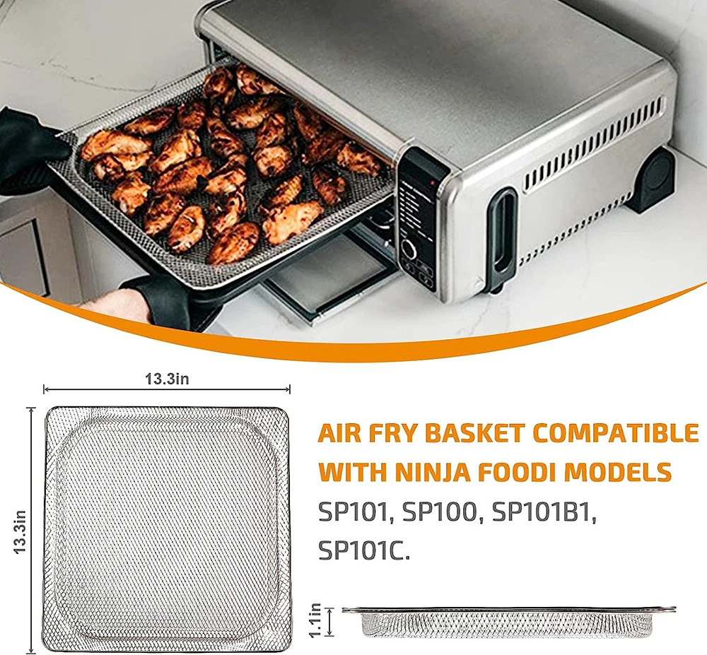 2Pcs Air Fryer Basket fits for Ninja Foodi SP100, SP101, SP101B1, accessoire ninja foodi