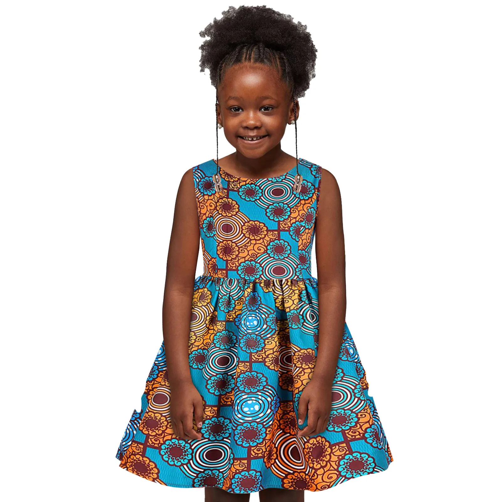 Robe Enfant Tenue Wax Fille Robe Rouge Fille Dashiki Africain Robe