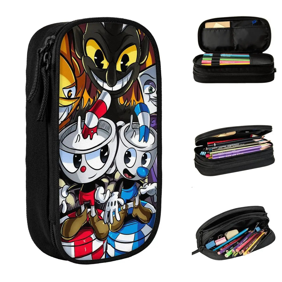 Cute The Cuphead Devil Pencil Cases Anime Game Pen for Student Large Storage Bag School Supplies Gift Accessories pencil cases