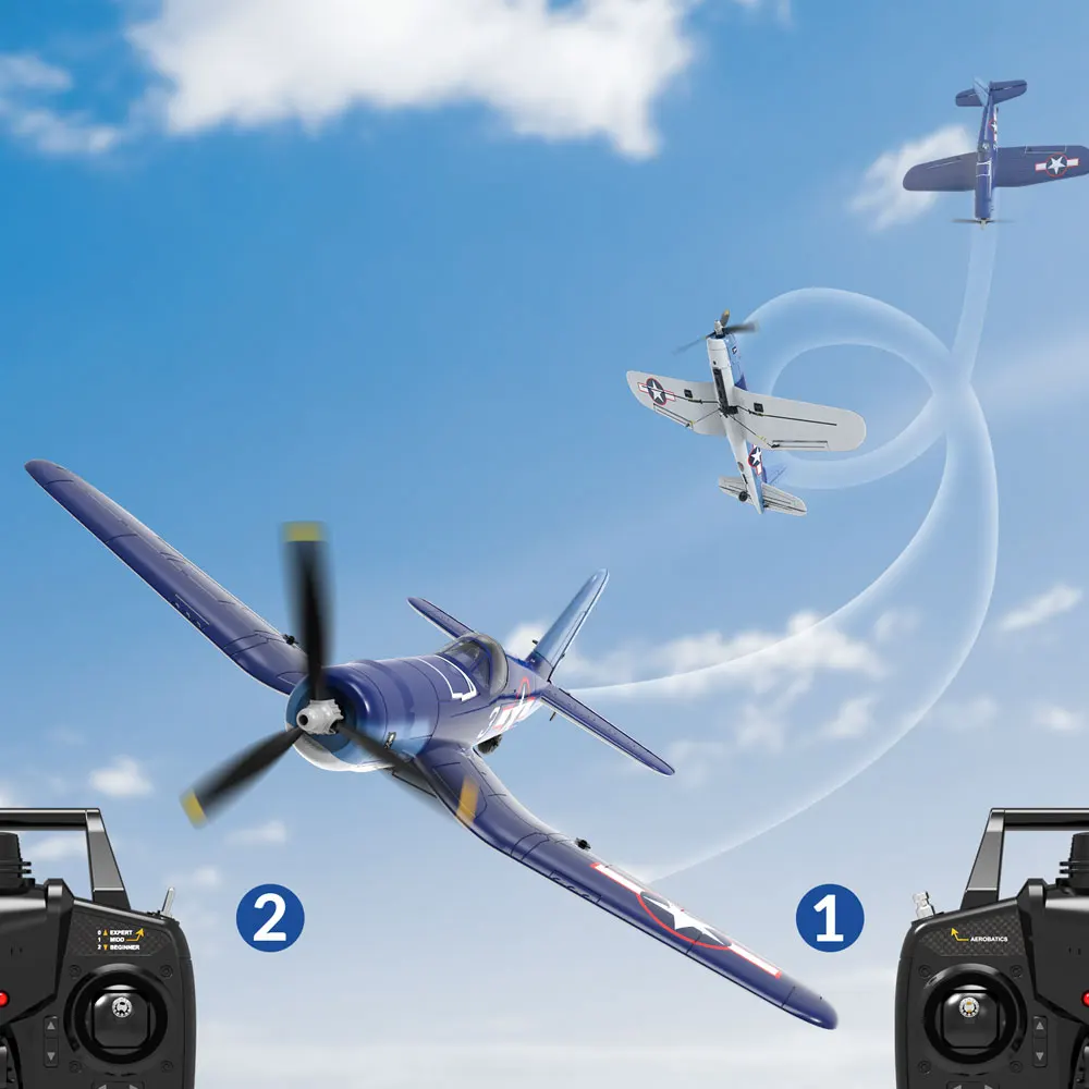 VolantexRC Mini F4U V2 EPP 400mm Wingspan 2.4G 4CH 6-Axis Gyro One Key Aerobatics XPilot Stabilization System RC Airplane Glider 4
