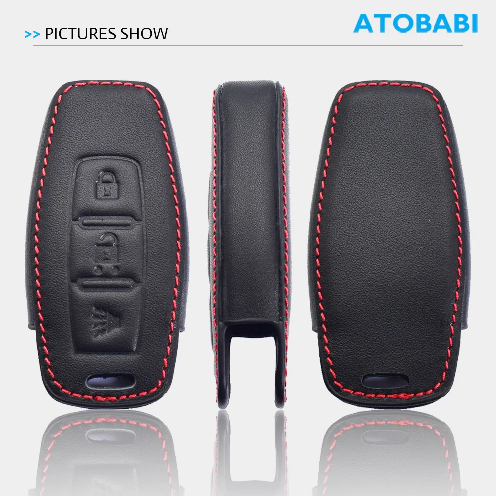 Leather Car Key Cover Smart Remote Control Fobs Shell Protector Case Auto Accessory For Mitsubishi Outlander eK Series 2021 2022