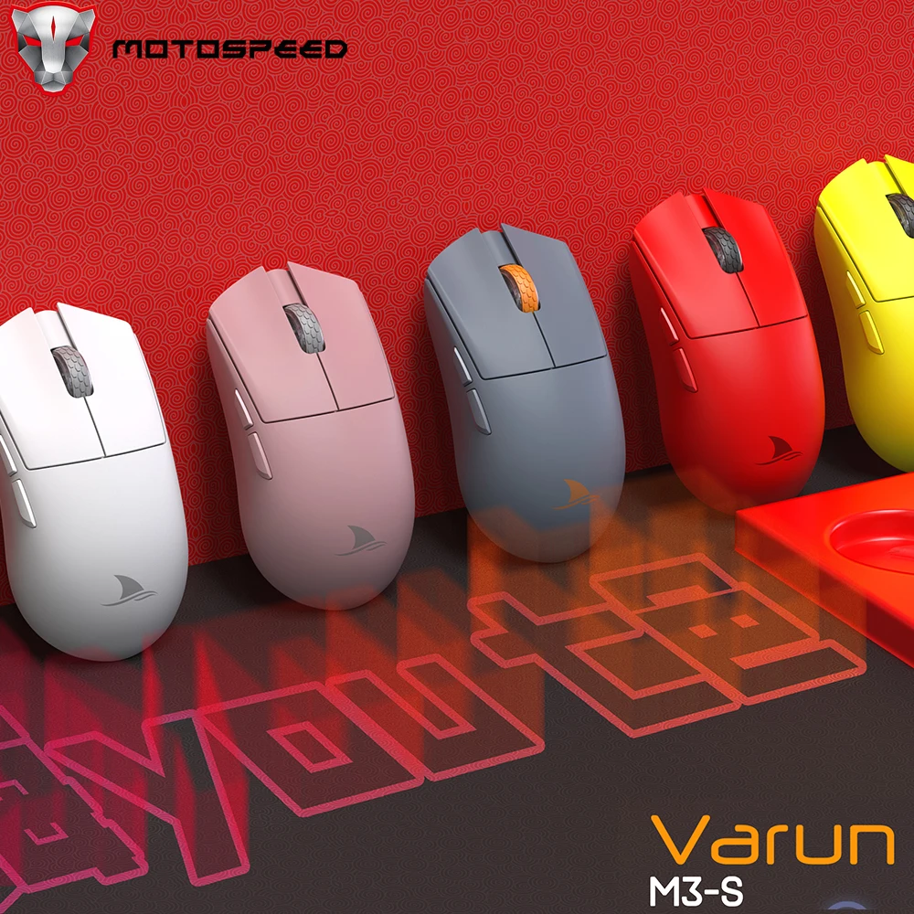 Motospeed-Darmoshark M3s Mini Gaming Mouse, Sem Fio, Bluetooth, Sensor Óptico, TTC, 2K, 26K DPI, PAM3395, TTC, Computador, 26K
