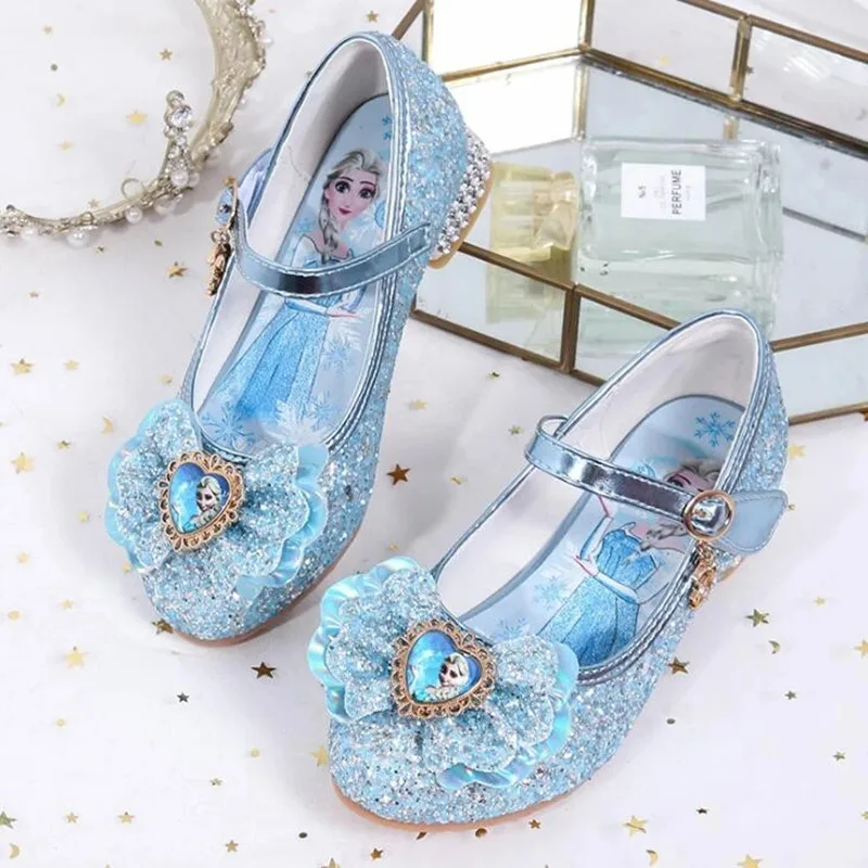 

Disney Kids Leather Shoes Girls Wedding Dress Shoes Frozen Elsa Princess Bowtie Dance Shoes For Girls Casual Shoes Elsa Sandals