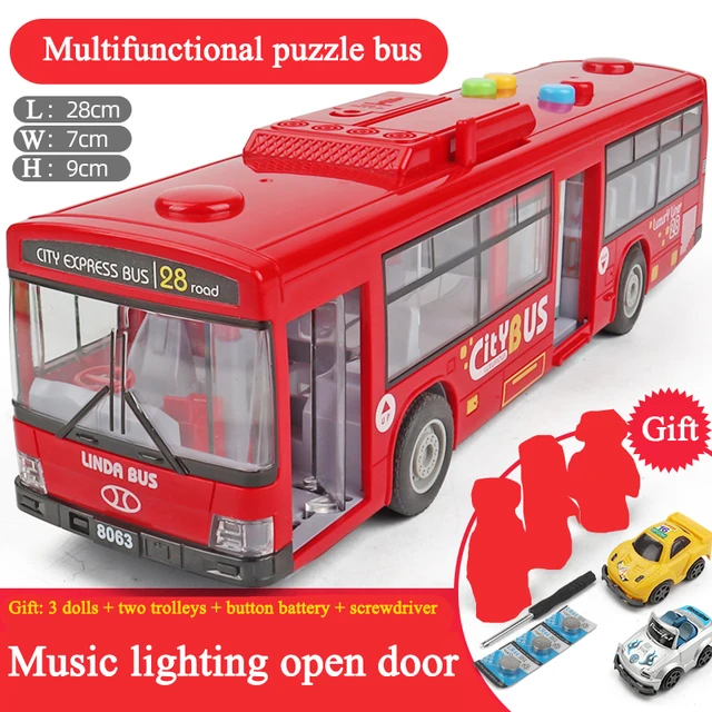 High quality plus size drop-resistant bus bus bus children 3 years old 6 baby simulation inertia bus model toy 5