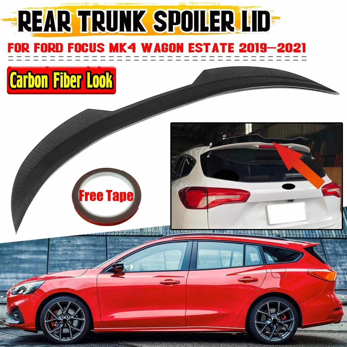 New Car Rear Trunk Boot Wing Lip Per Ford Per Focus Mk4 Wagon/Estate 2019 2020 2021 Car Rear Spoiler Wing Trunk Lip Body Kit