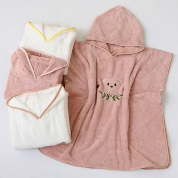 Accappatoio per bambini con cappuccio morbido velluto corallo asciugamano da bagno per bambini simpatico cartone animato animale asciugamano caldo coperta per bambini che dorme fasciatoio avvolgente 1