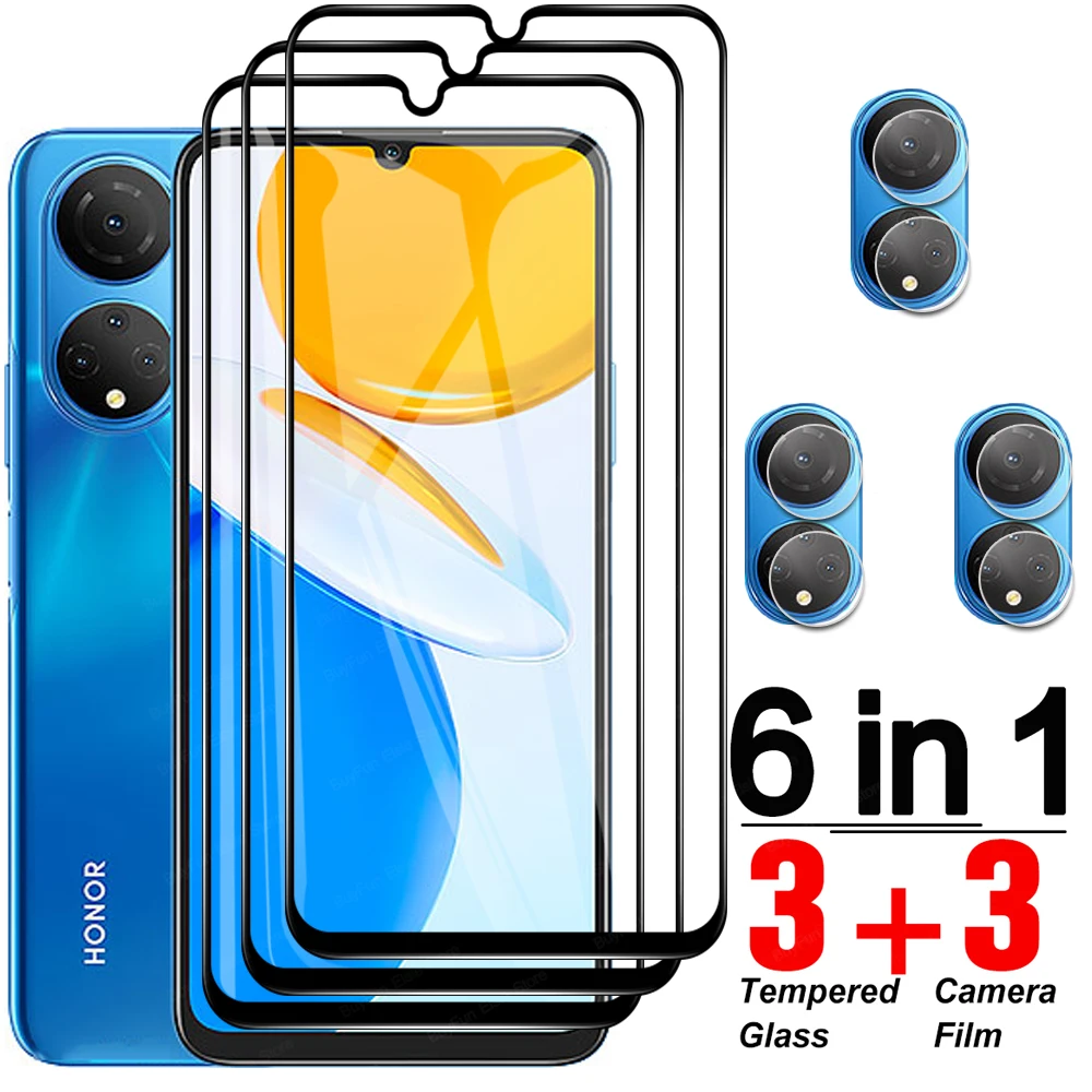 6 In 1 Tempered Glass For Huawei Honor X7 Full Cover Screen Protector Film For Honor X7 X8 X 7 8 Protective Glass