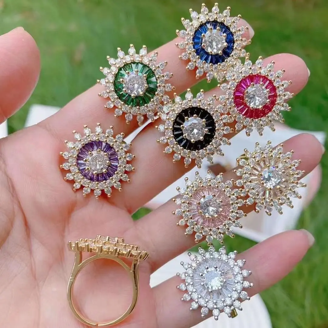 

5PCS, Fashion Crystal Zircon Rings For Women Gold/Silver Color Round Shape Wedding Engagement Ring Boho Jewelry