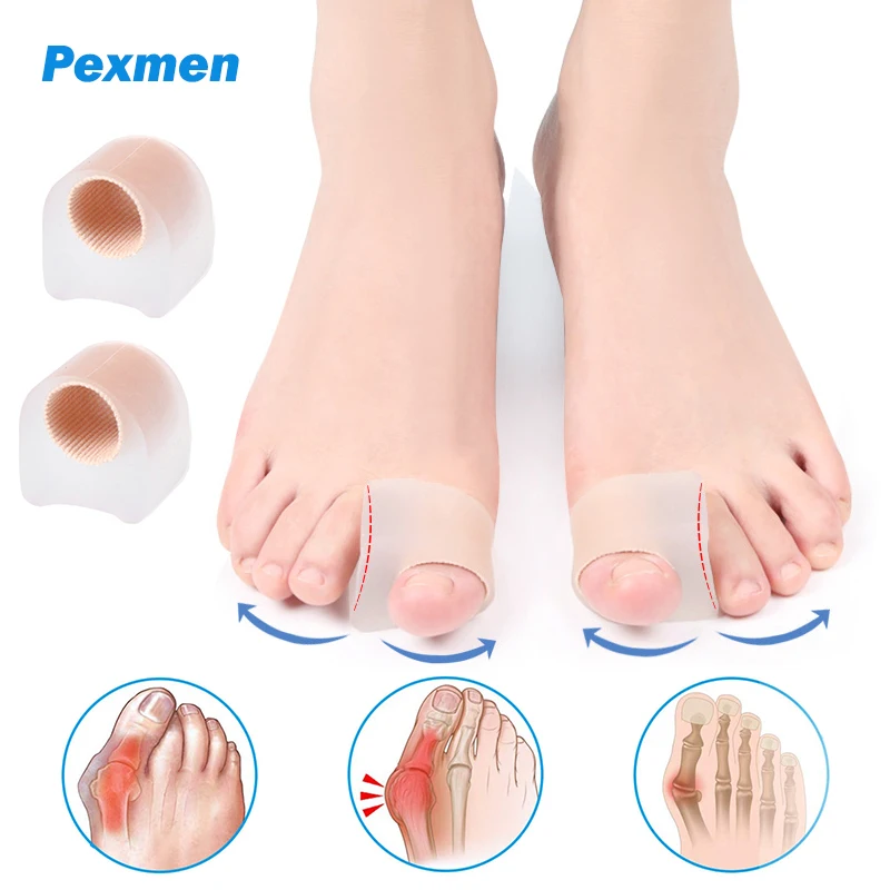 Pexmen 2Pcs Toe Separators Bunion Corrector for Overlapping Toe Spacers with Soft Gel Lining for Hallux & Bunion Pain Relief new 2pcs 1pair bunion corrector gel pad stretch nylon hallux valgus protector guard toe separator orthopedic supplies foot care