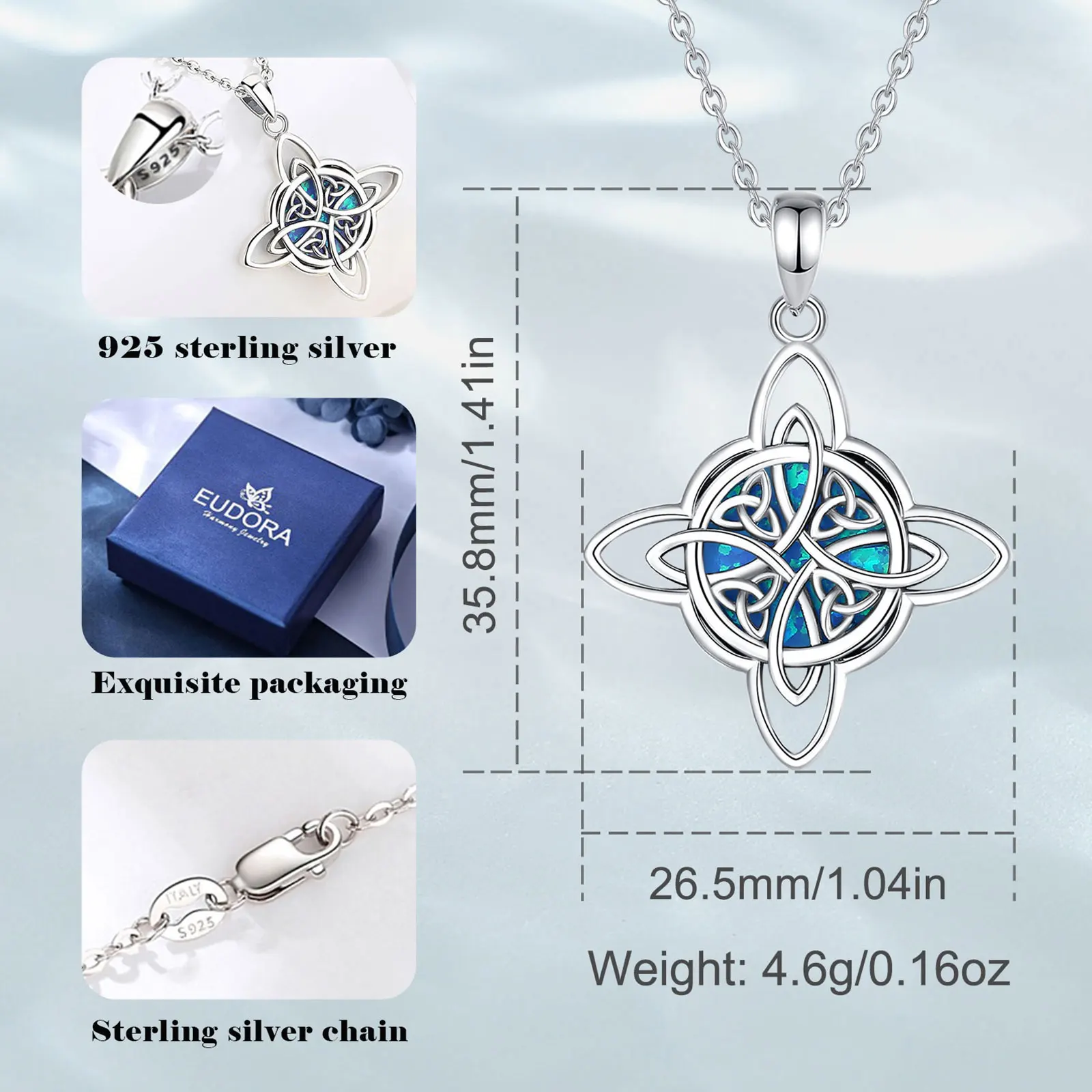 Eudora collana con nodo celtico strega in argento Sterling 925 originale  per uomo donna opale Wicca amuleto collane regalo di gioielli stregoneria -  AliExpress