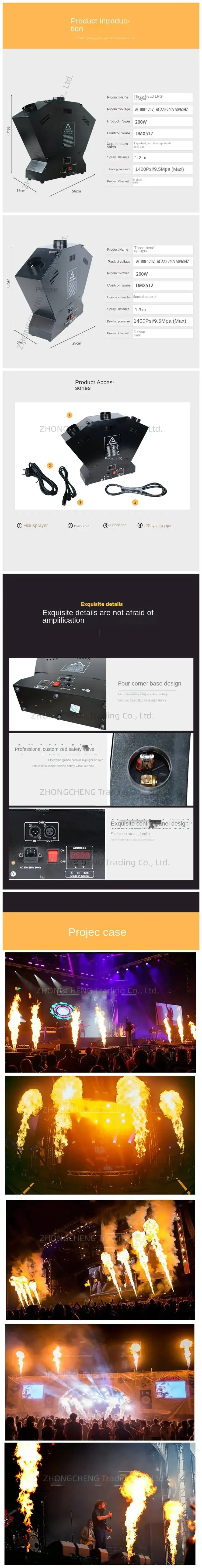 Upgrade Stage DMX512 Console Control Three-head Lighter Performance Special Effe
