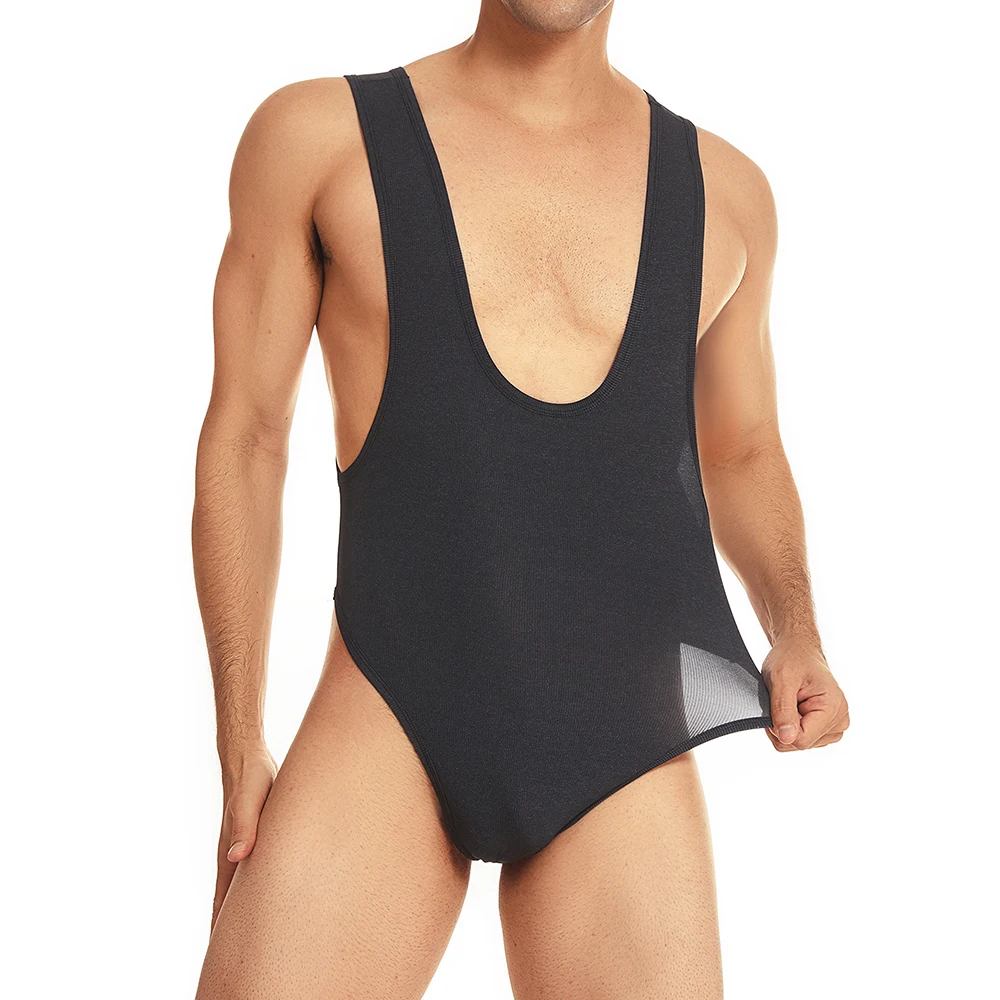 Description Picture 3 of itemSexy Men Undershirts Leotard Backless T-back Rompers Bikini Vest Breathable Jumpsuits Wrestling Singlet One-piece Underwear
