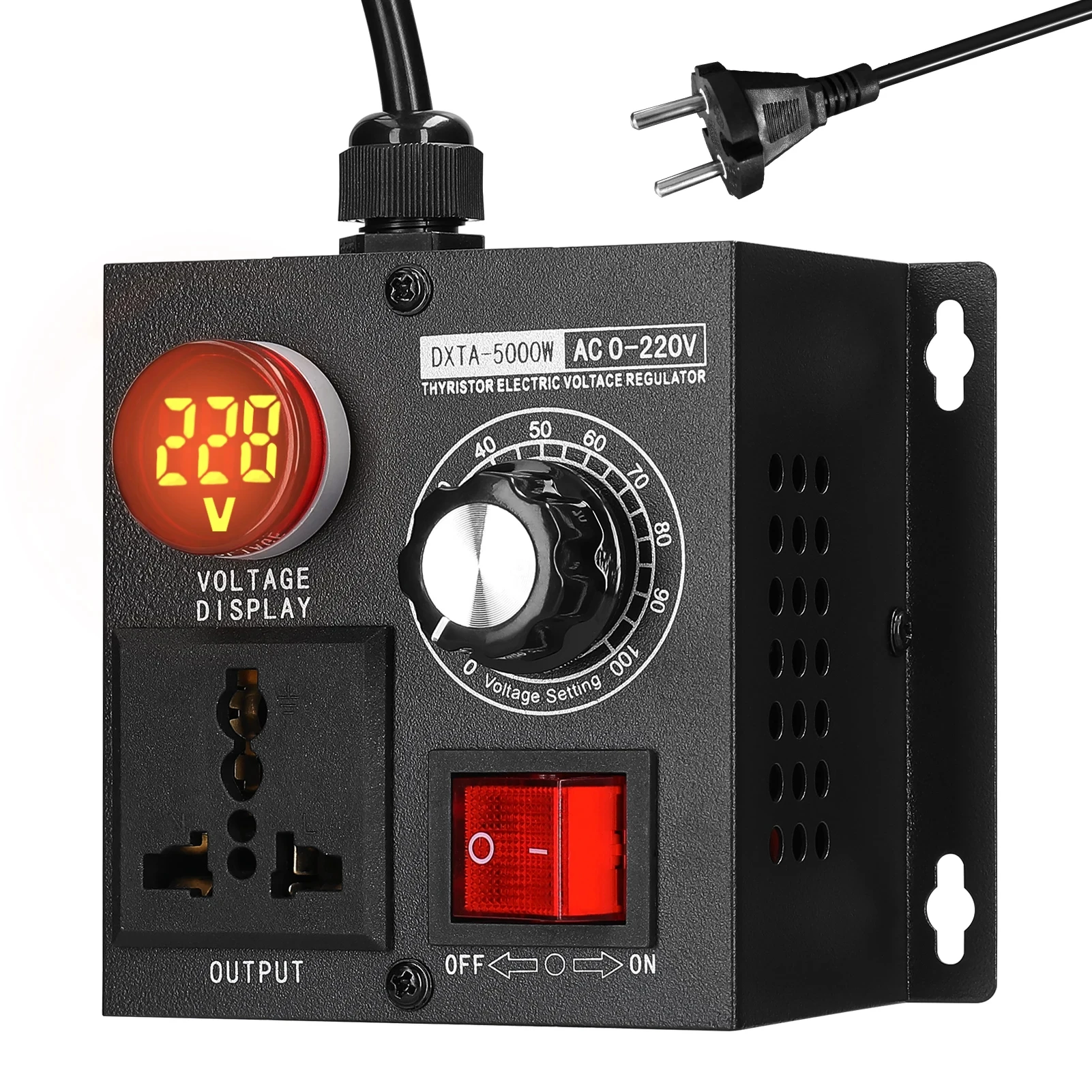 휴대용 가변 단상 전압 조절기, 무단 전압 조절기, 온도 속도 조명 조절기, AC220V, 5000W