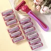 6 Layers Shaver Razor (1 Razor Holder + 6 Blades Head) Cassette Shaving Razor Set Blue Body Face Hair Removal Knife Women Men