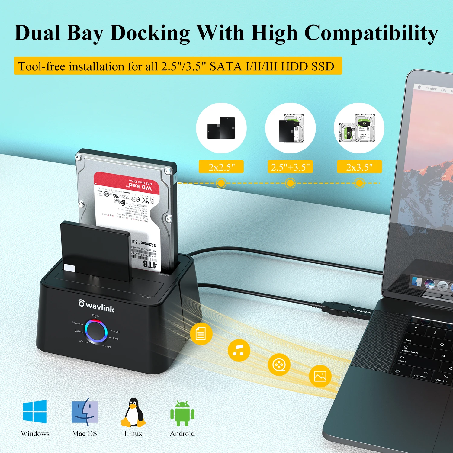 Wavlink HDD Docking Station Sata Hard Drive Enclosure SATA to USB 3.0 Adapter UASP For 2.5 3.5 SSD Disk Case HD Box Dock external hard drive case,hard drive enclosure,hdd docking station