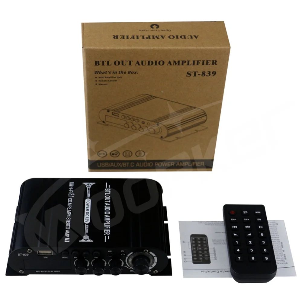ST-839 HiFi 2.1 Channel Power Amplifier 25W*2+40W Subwoofer Amplifier Sound Amp