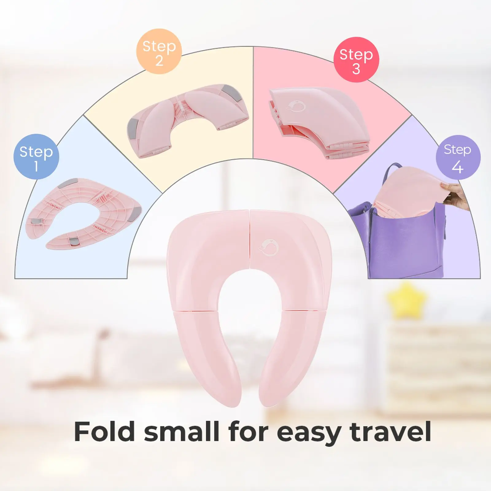 Children's Portable Folding Travel Toilet Seat With Non-Slip Silicone Pad Potty Training Seat for Toddlers, Boys and Girls 4