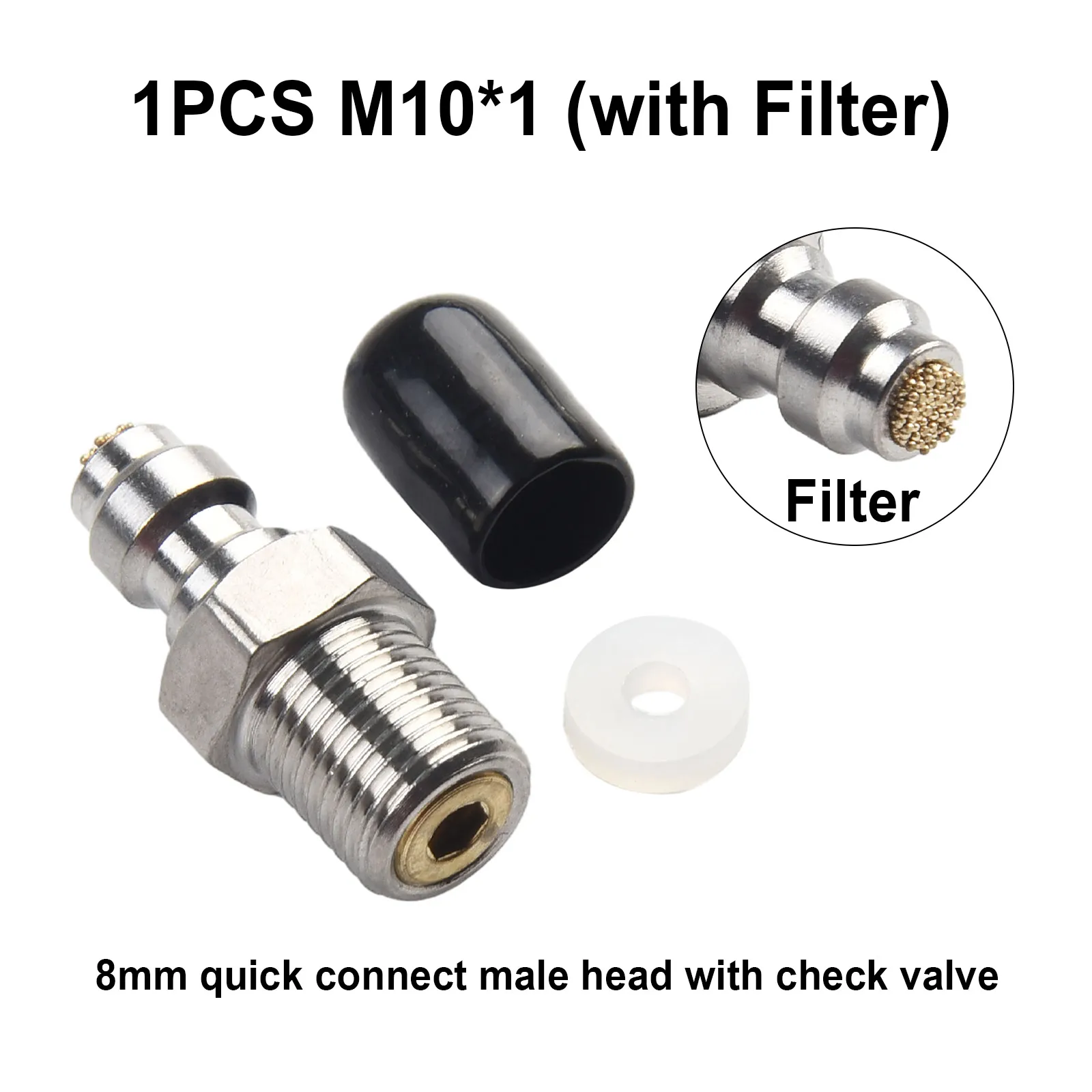 1PCS 8mm Quick Connect Check Valve  PCP Filling Joint With Filter M10*1 Male Connector For High Pressure Pumps Tool Accessories