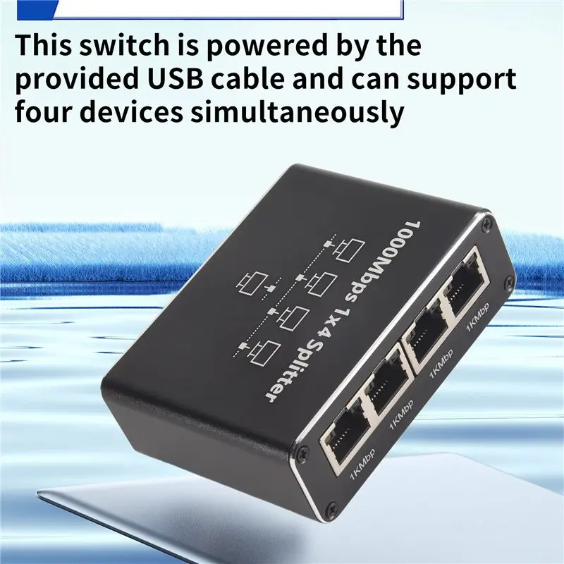 핫세일 5포트 기가비트 이더넷 스위치 (USB 전원 케이블 포함), 1000Mbps 이더넷 분배기 1입력 4출력, Cat 5/5E/6/7/8 호환