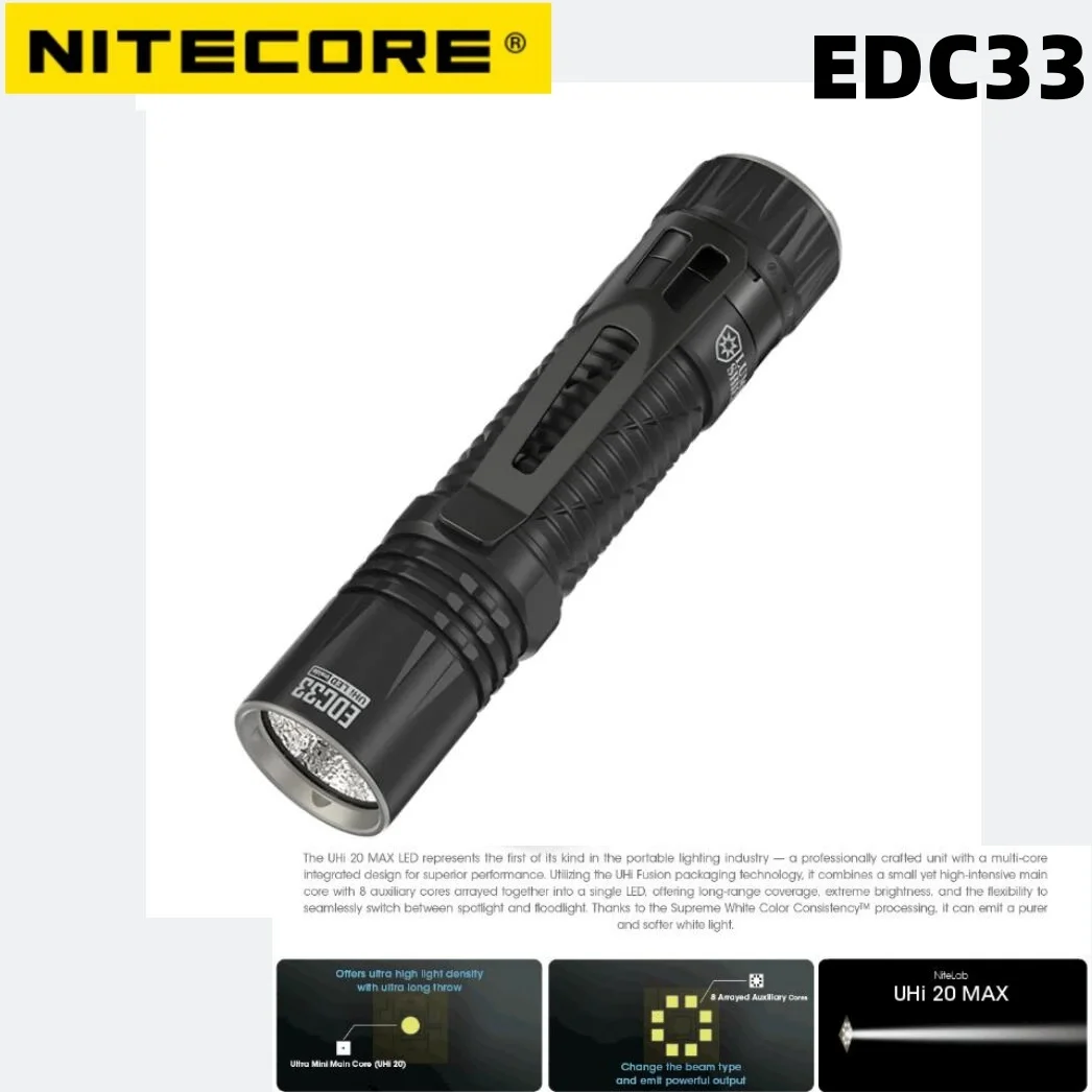 NITECORE EDC33 4000 Lumens USBC Rechargeable Torch Light Tactical UHi