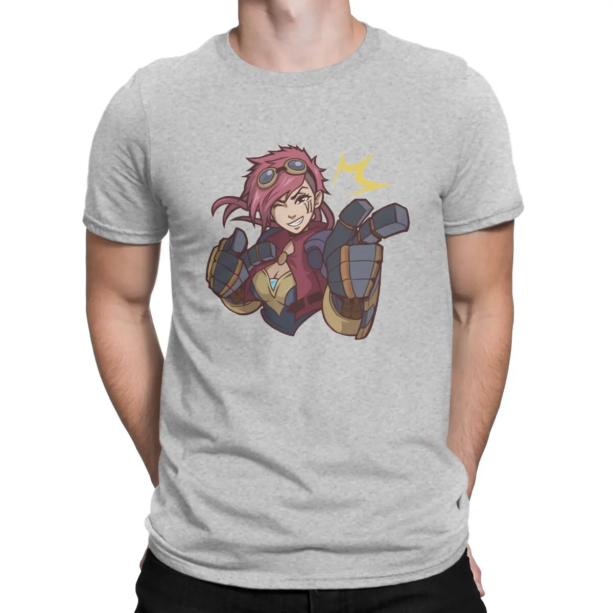 thumbnail image 1 of Camisetas Humor Vi para hombre, cuello redondo, algodón puro, camiseta Arcane League of Legends LOL Game, camiseta de manga corta, ropa de regalo, 1 of 7