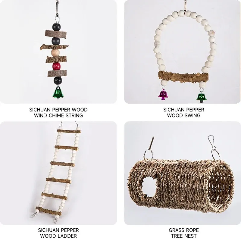 Bird Ladder Perch for Cage, Natural Wood Bird Parrot Perch Stand Parrot Bridge Climbing Chewing Toys for Small Medium