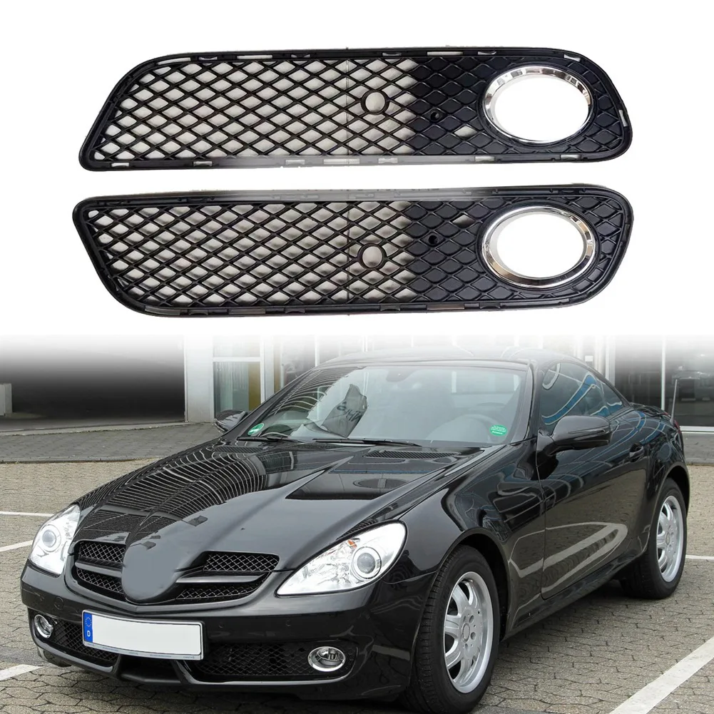 

1718800524 Car Left Front Bumper Fog Light Grille Fog Lamp Grill Cover with Chrome Ring for Benz SLK W171 R171 09-11