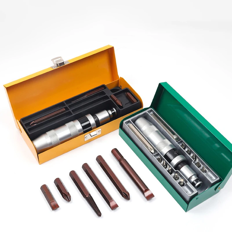 Manual Reversible Impact Driver Set Extractor Philips, Slotted Bits, 7