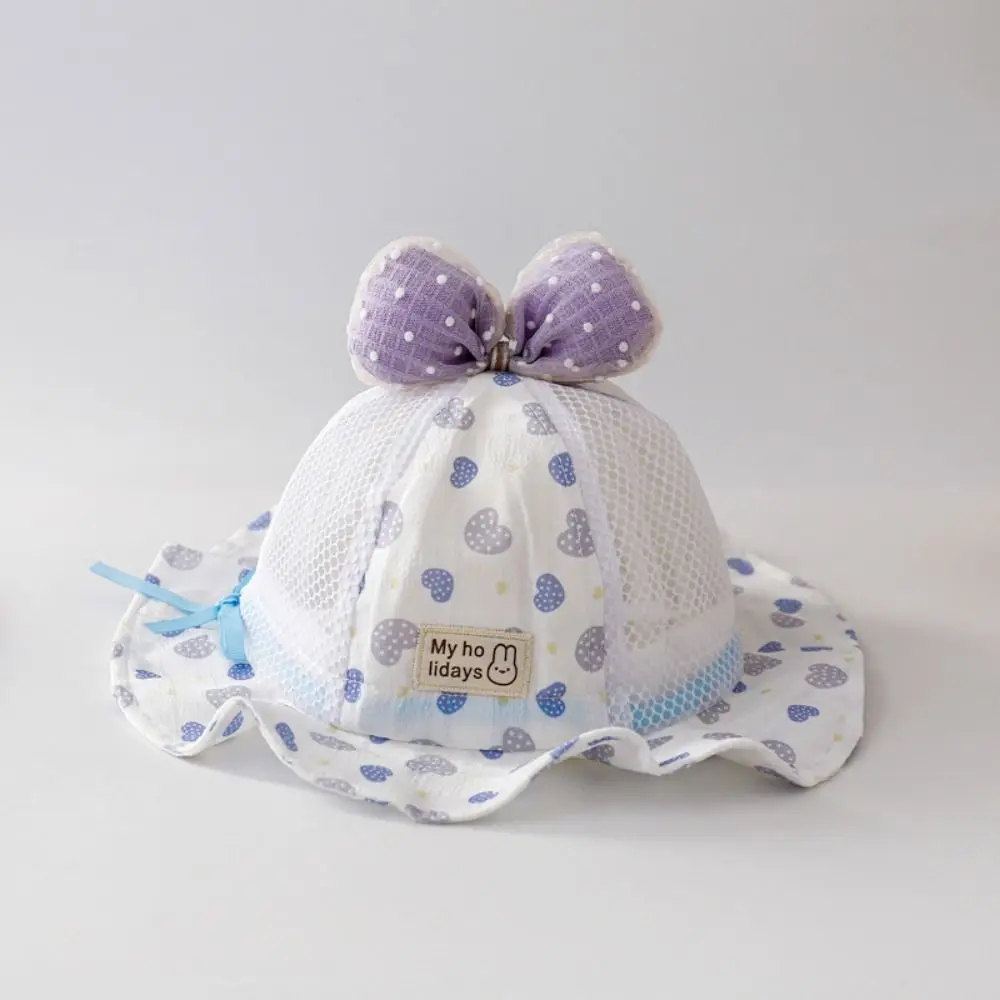Drawstring Sweet Baby Bucket Hat Adjustable Heart Print Kids Fisherman Hat UV Protection Comfortable Baby Sun Protection Cap