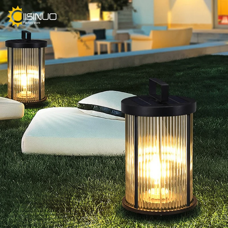 Solar Landscape Lamp Outdoor Portable Moveable Camping Light Cordless Rechargeable Outdoor Lighting for Garden Yard Lawn Walkway