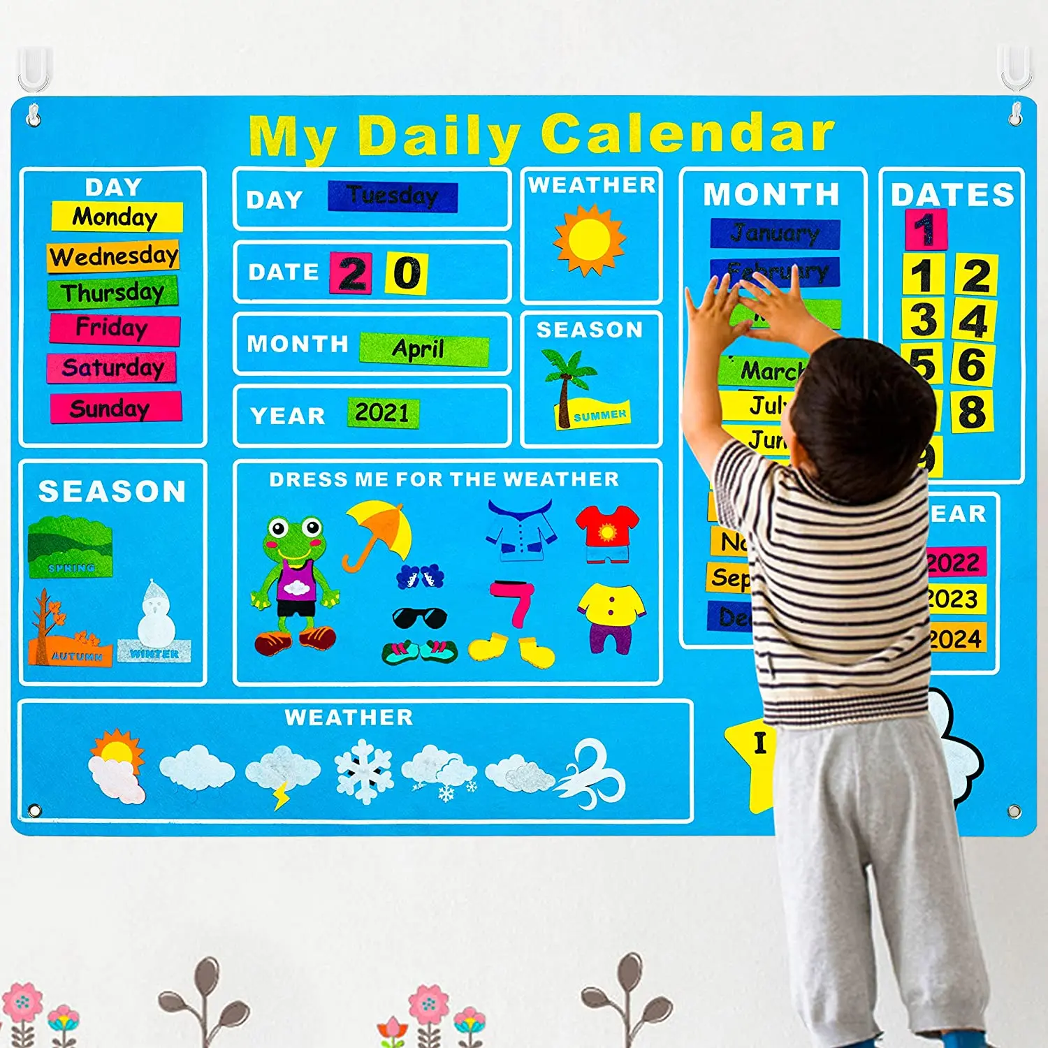 

2023 My First Daily Calendar Time Weather Season Chart for Toddlers Early Learning Wall Play Kit For Kid's Preschool Classroom