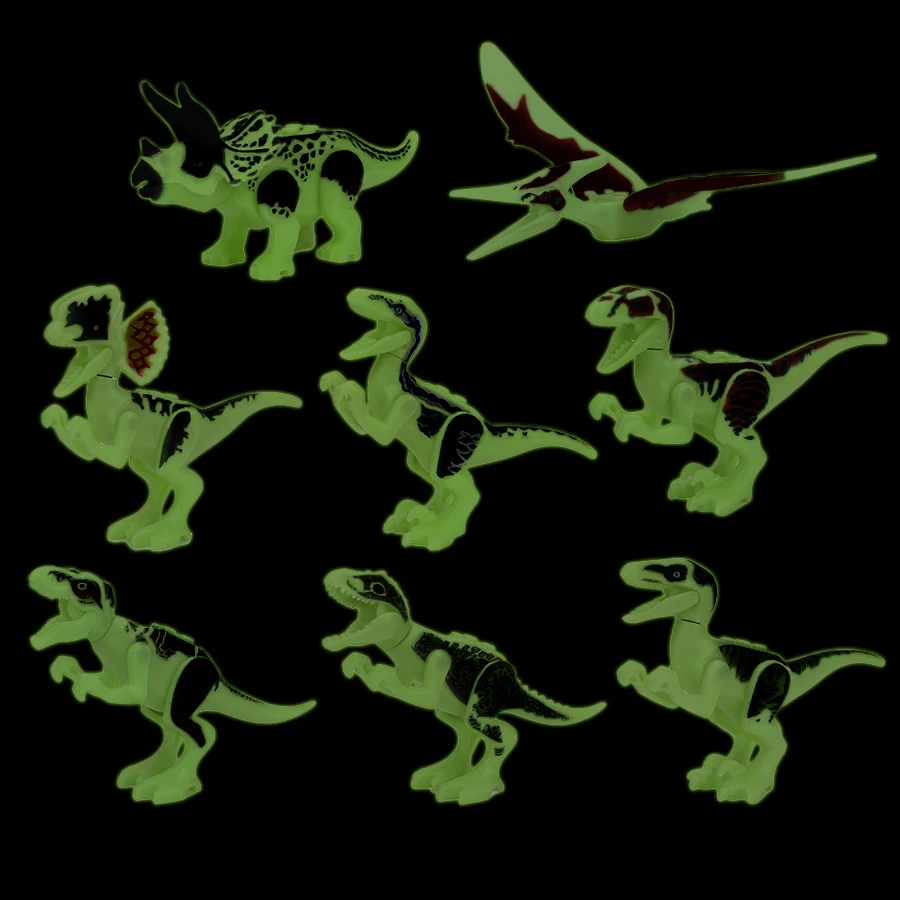Luminous Dinosaur Toys for Children Jurassic Tyrannosaurus Glow in the Dark Building Blocks Educational Toy Gift Home Decoration