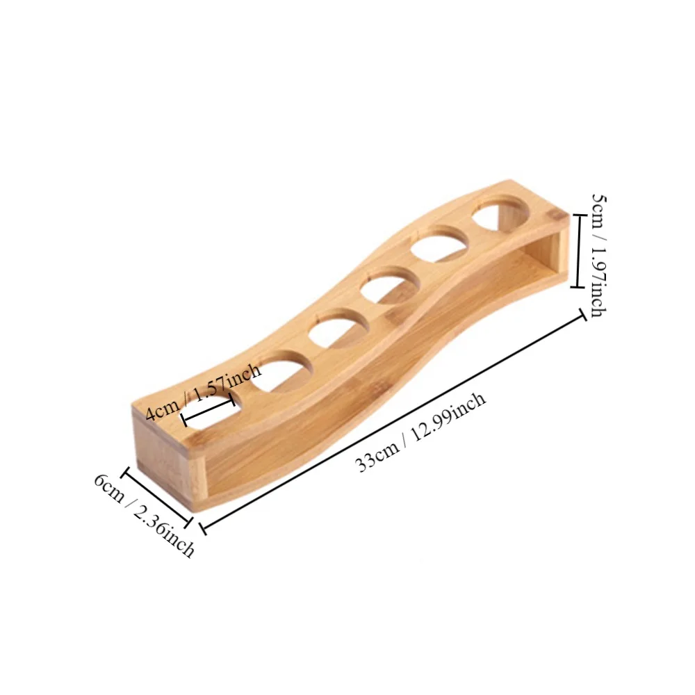 Shot Glass Holder with 6 Slots Bamboo Shot Glass Tray Durable Shot Glass Display Shot Glass Storage for Wine Glasses 3