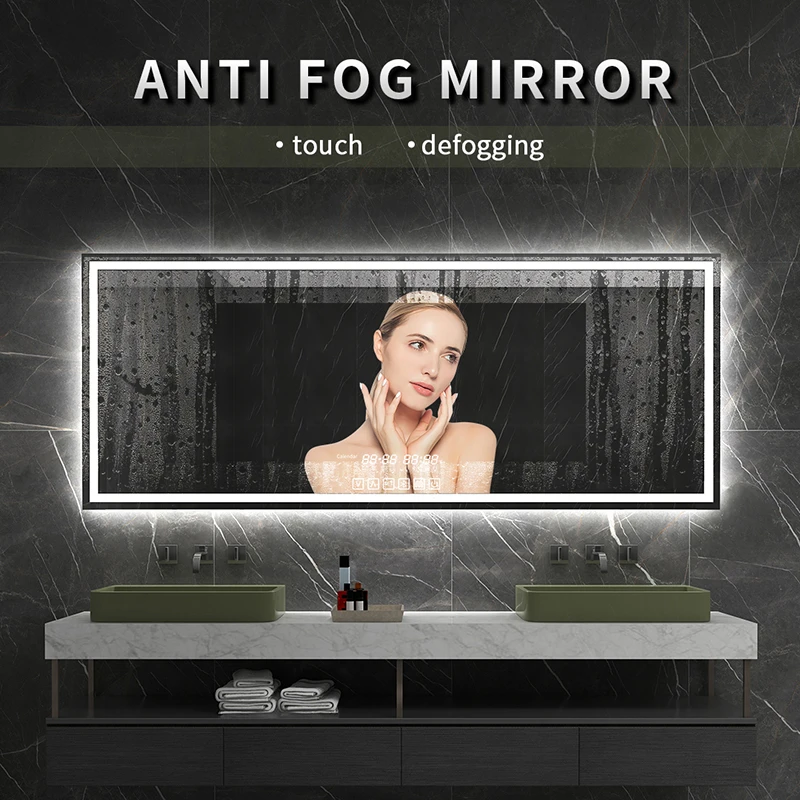 Smart Bluetooth Bathroom Mirror Antifog Shower Backlight Touch Control Dimmable Led Lighting