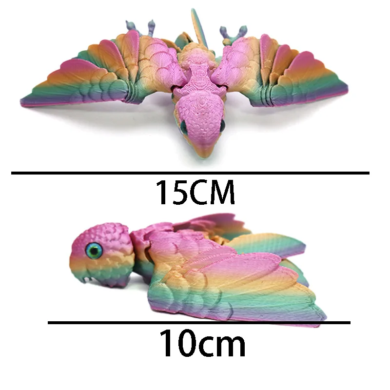 3D Printed Parrot Model Flexible Animal Statue Bird with Wings Moveable Joints Home Decoration Autism ADHD Fun Toys Holiday Gift