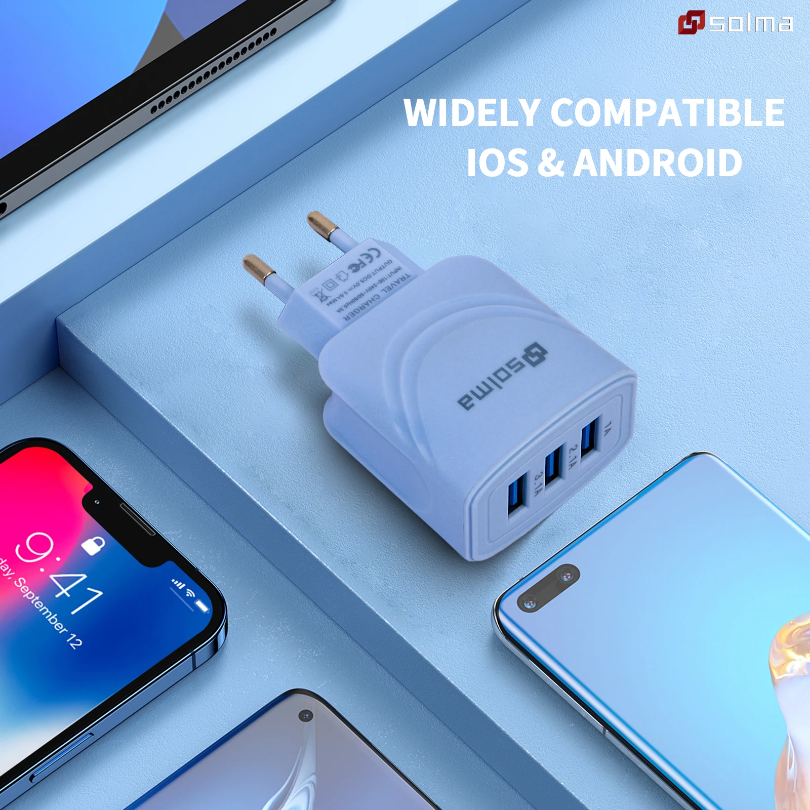 Caricabatterie Da Muro BAVIN Personalizzato Con Spina UK US EU, Doppia Porta USB 5V 2.4A 12W Per Ricarica Rapida Di Telefoni Cellulari, Caricatore Da - Foto 9