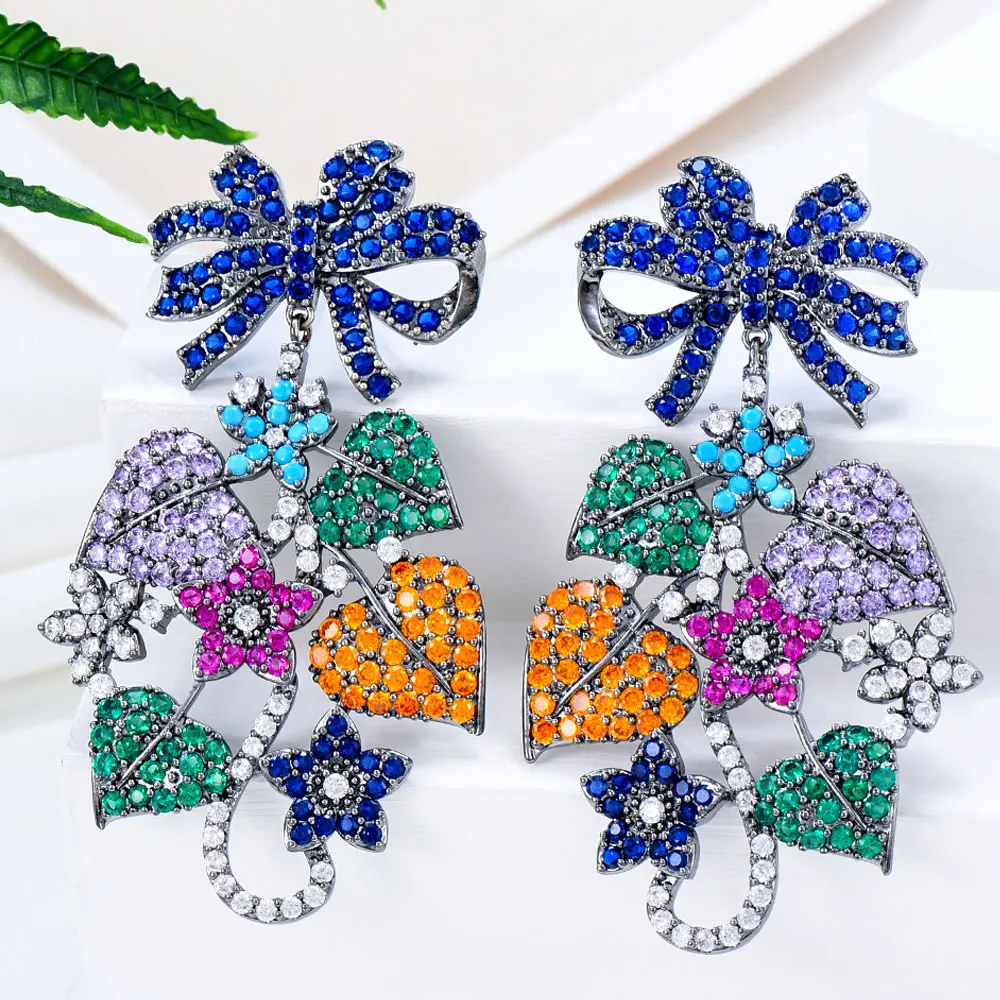 

Женские длинные висячие серьги GODKI, роскошные серьги в нигерийском стиле с цветком тыквы, цирконием, CZ, Дубай, золотые свадебные серьги