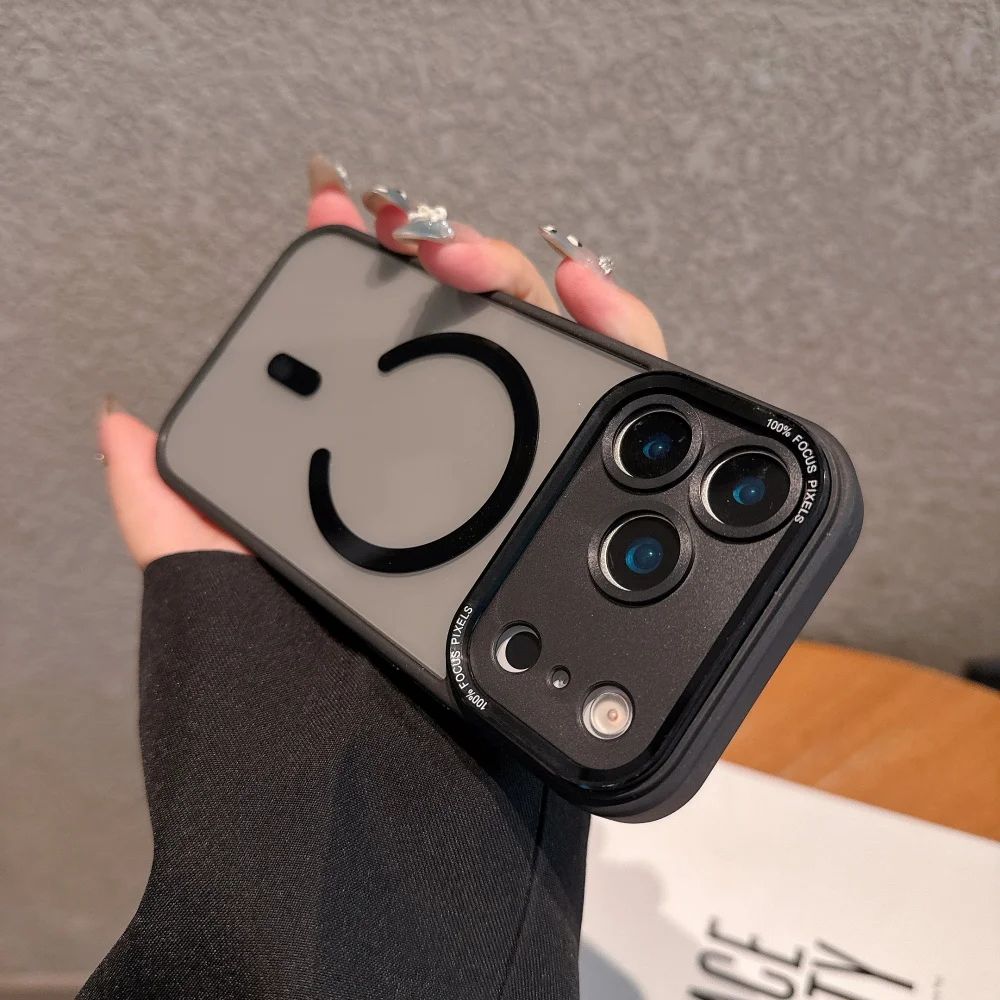 Enhanced Shockproof Color Case with Magsafe Compatibility - Rugged Clear Metal Armor Cover