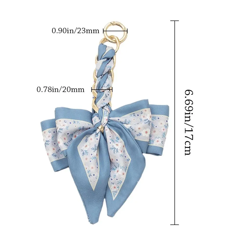 New Weave Soft Silk Scarf Keychain Bowknot Pendant Bag Charm Accessories Key Chain Fashion Car Key Holder Creative Gifts