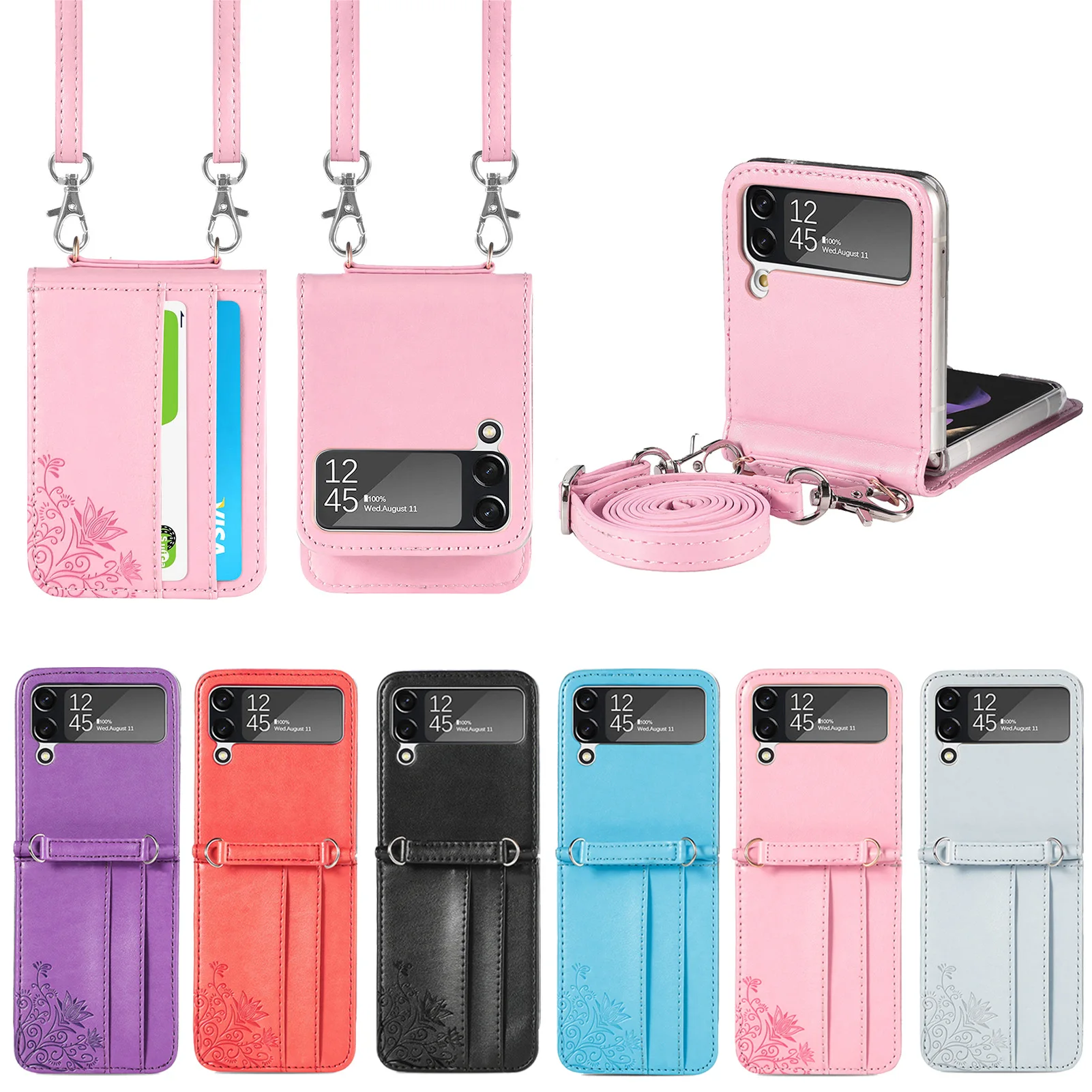 

Leather Phone Case for Samsung Galaxy Z Flip, Wallet Type PU Leather Folding Cover for Samsung Galaxy Z Flip 3
