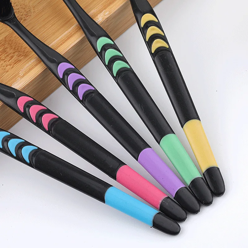 Eco-Friendly Natural Bamboo Toothbrush Set - 10 Soft Bristle Charcoal Brushes for Teeth Whitening and Oral Care