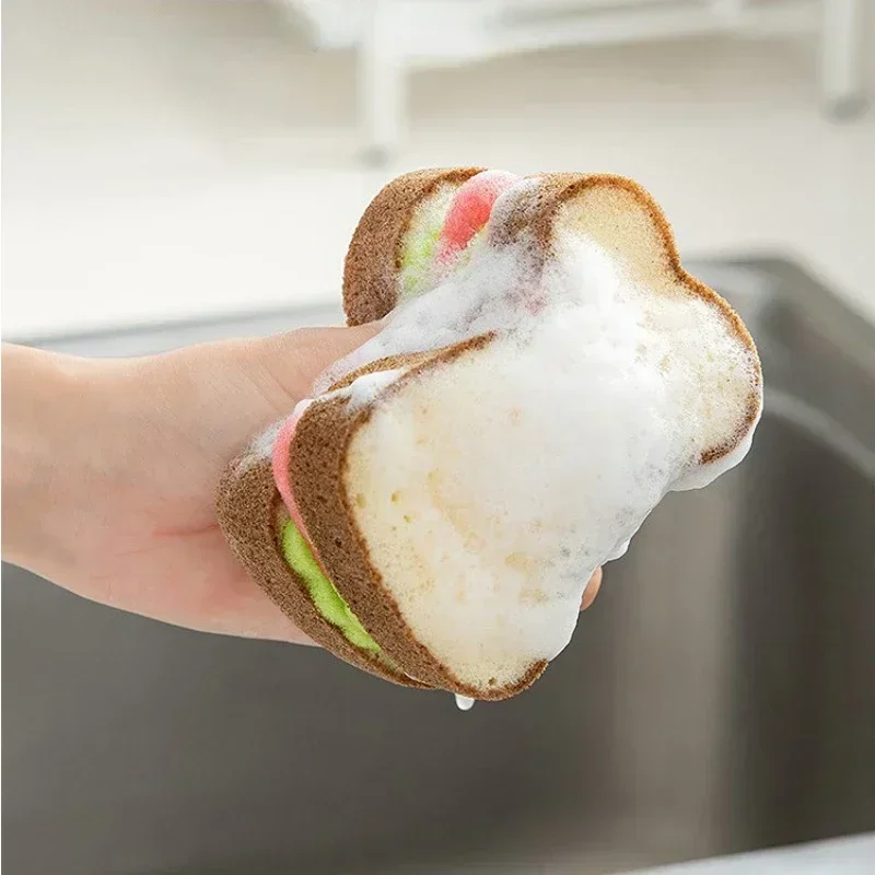 Creative Cute Bread Shape Dishwashing Sponge Wipe Pot Brush Household Cleaning Supplies Cleaner Kitchen Accessories Tools