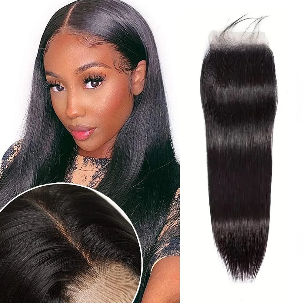 Straight Lace Closure 4x4 13x4 Transparent Swiss Lace Closure Frontal Pure-Hand Tied Human Hair 10-22 inches human hair lace frontal