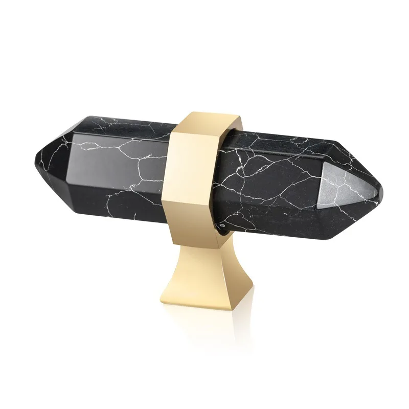 Brass Marble White Black Pink Blue Decorative Furniture Wardrobe Door Cabinet Drawer T-bar Knob 2Pcs/set