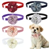 1/6pcs Handmade Dog Collars Flower Adjustable Pet Dog Bowties Neckties Lace Dog Bow Ties Pet Grooming Accessories For Dogs