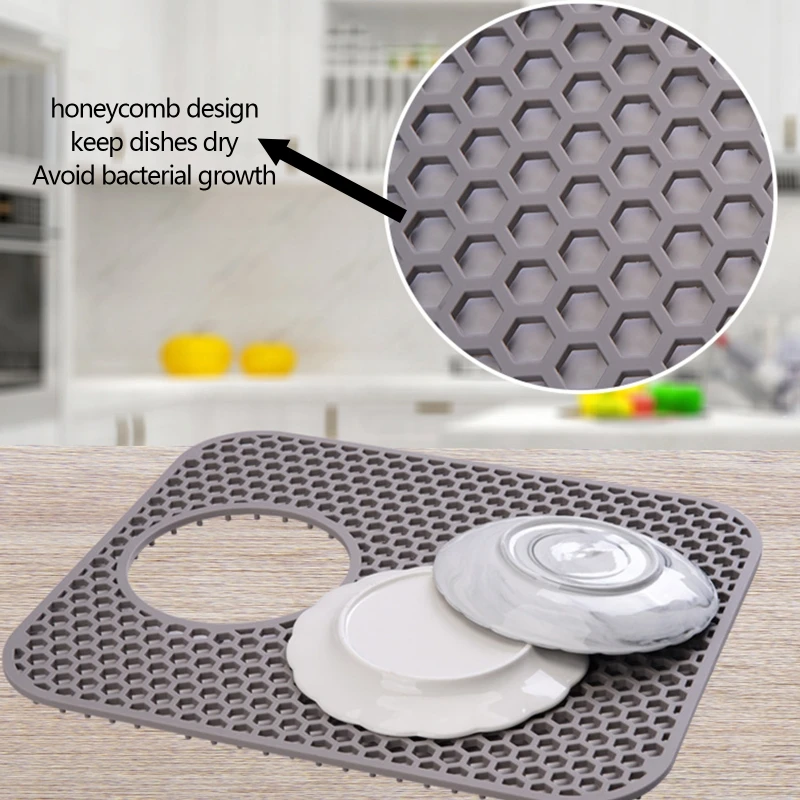 Kitchen Sink Drain Silicon Mat Protector Pad,Silicone Mats Counter  Protector, Heat Resistant, Easy to Clean 